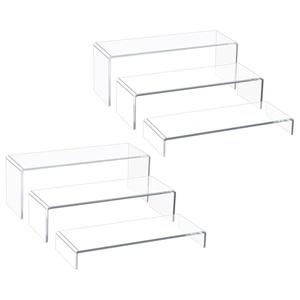 Blaithom Acrylic Display Riser Stand of 6pcs, 5mm Thickness,12'' Length Tierd Display Stands, Acrylic Shelf Risers for Perfume Display,Risers for Buffet Table,Cupcake Stand,Pop Figurines,Tumbler,Food