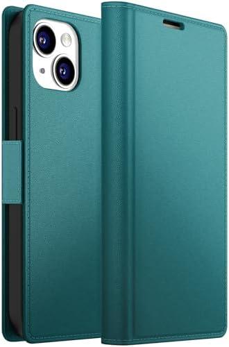 Dssairo for iPhone 15 Wallet Case, PU Leather Flip Folio Case with Card Holders Kickstand,RFID Blocking TPU Shockproof Inner Shell Phone Cover 6.1 Inch 2023 (Green),Set Of 2