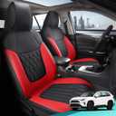 RAV4 Seat Covers - Custom Fit Seat Covers for Toyota RAV4 2019-2025 Hybrid XLE LE Limited XLE Premium (Not for XSE/SE Hybrid) - Leather RAV 4 Seat Cover Full Set Waterproof - Black and Red