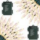 2 Pack Battery Operated Christmas Lights, Total 100LED 32FT Christmas Lights Outdoor, Waterproof Mini String Lights with 8 Modes, Decorations for Indoor Patio Garden Party Decor (Warm White)