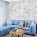 2 x Brick Wallpaper Peel and Stick 17.71" X 236" Self Adhesive Gray Vinyl Film Contact Paper 3D Stone Stick On Waterproof Wallpapers Bathroom Bedroom Backsplash (White)