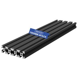 1000mm 2020 V Slot Aluminum Extrusion Profile, 2020 Series Extruded Aluminum Rail 1000mm, 20x20 Aluminum Extrusion, 20/20 Al Extrusion 1000mm Black 4 Pcs for 2020 Corner Bracket Hardware
