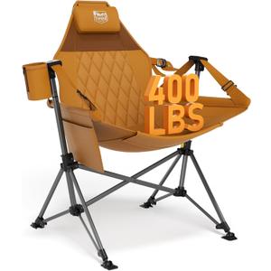 TIMBER RIDGE Hammock Camping Chair, Oversized Swinging Hammock Chair with Adjustable Back and Seat for Outdoor Lawn, Sports, Supports 400lbs, Orange