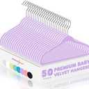 HOUSE DAY 11 Inch Velvet Baby Hangers 50 Pack Lt-Purple, Premium Kids Hangers for Children, Infant & Toddler Clothes, Durable Non Slip Small Baby Felt Hanger for Closet, Ideal for Everyday Use