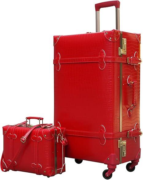 urecity Vintage Luggage Set of 2, Retro Suitcase Trunk with Wheels for Men and Women, Cute Designer Travel Luggage Set with Boarding Tote, Luggage Zipperless TSA Approved urecity Vintage Luggage Set of 2, Retro Suitcase Trunk with Wheels for Men and Women, Cute Designer Travel Luggage Set with Boarding Tote, Luggage Zipperless TSA Approved