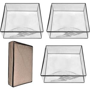 Geetery Plastic Sofa Seat Cushion Covers PVC Waterproof Couch Covers Furniture Sofa Seat Slipcover for Against Cat Dog Clawing Scratching, 28x28x9 Inch(Black and Clear,3 Pcs)
