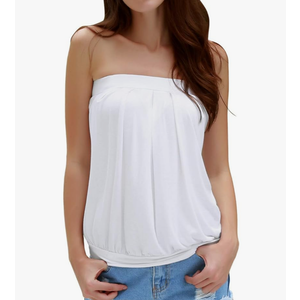 DJT Women's Summer Beach Tie Dye Sleeveless Stretchy Pleated Tube Tops M