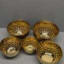 5-Piece Stainless Steel Mixing Bowls Set, Metal Hammered Gold Mixing Bowls for Kitchen, Cooking, Baking, Salad Prep, Food Storage, Reusable Nesting Design, 1.6-4.9 QT Capacity, Dishwasher Safe