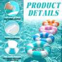 Inflatable Pool Floats with Handles 31.5 Inches 4 Colors Classic Striped Swim Rings Tubes Stripes Swimming Pool Floaties with Pump for Summer Beach Lake River Bachelorette Party Decorations
