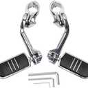 HY-SPEED Motorcycle Highway Pegs Crash Bar with 1.25" Engine Guard Adjustable Foot Peg Compatible with Softail Sportster Electra Road Glide Road King Street Glide Long Angled Chrome