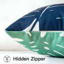 OTOSTAR Outdoor Waterproof Throw Pillow Covers 18x18 Inch Set of 2 Double-Sided Dark Blue Yellow Tropical Leaf and Flower Spring Summer Decorative Pillow Cases for Patio Funiture Garden Balcony Couch