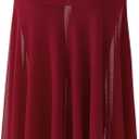 Hafailia Women Mesh Asymmetrical Maxi Skirt Low Rise Sheer Wine Red XS (Red, XS)