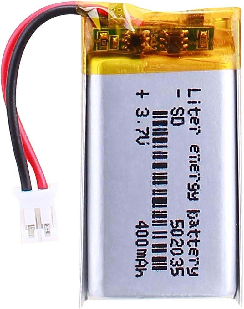 Liter 3.7V 400mAh 502035 Lipo Battery Rechargeable Lithium Polymer ion Battery Pack with JST PH 2.0mm Connector