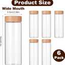 6 Pack Glass Bottles with Lids 12 oz Juicing Bottles Reusable Glass Wide Mouth Juice Bottle for Juicing Airtight Leak Proof Drinking Milk Water Bottle for Juice Tea Milk Storage