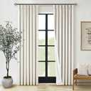 Natural Linen Pinch Pleated Curtains Blackout 100% Black Out Curtains 80 Inches Long 2 Panels Pinch Pleat Two Layer Drapes with Liner Back Tab Thermal Insulated Blackout Drapes for Bedroom Cream