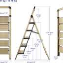 Step Ladder Folding Ladders (5 Steps, Dark Champagne)