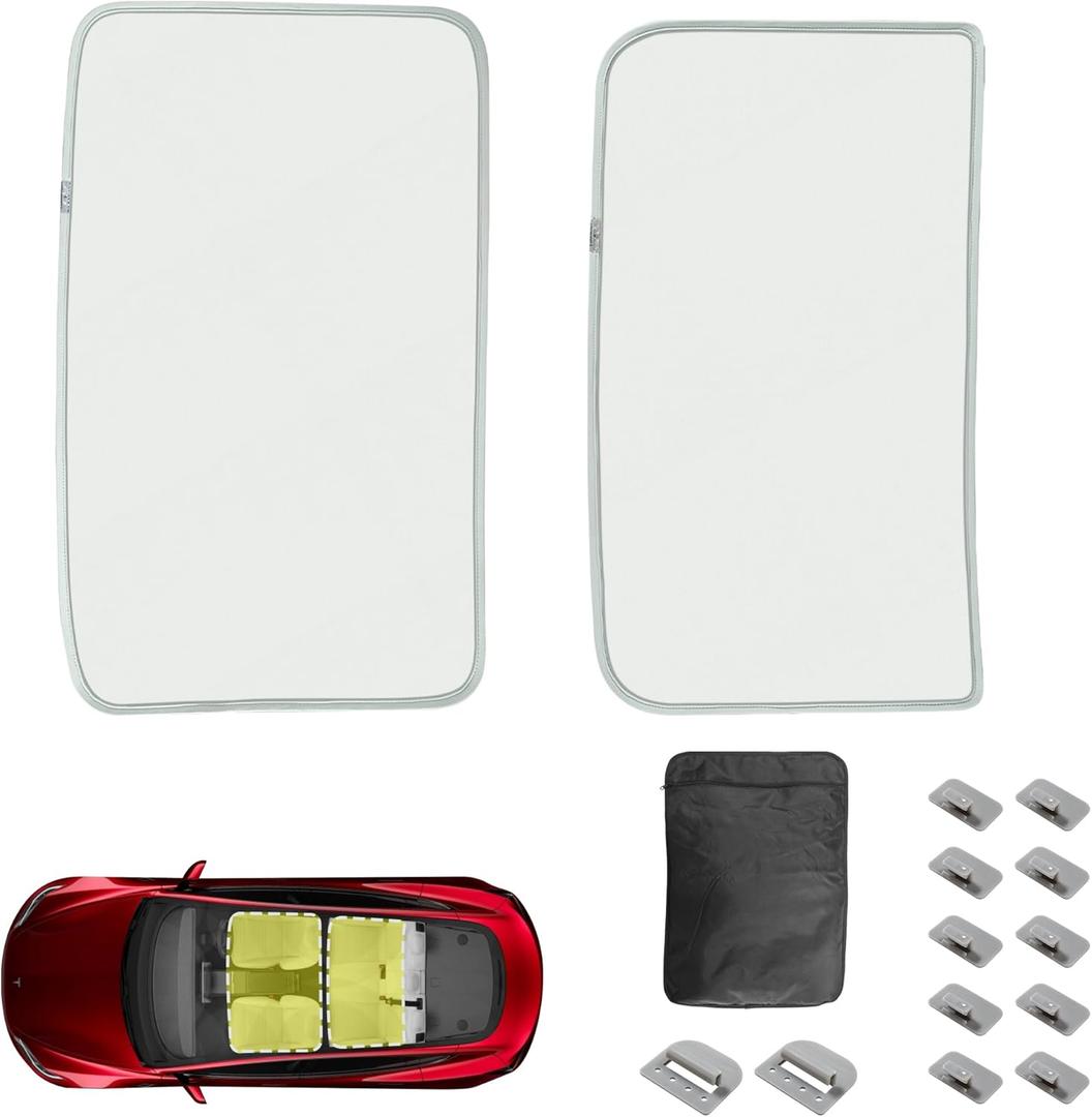 HSB Compatible for Tesla New Model 3 2024 Sunshade Roof Sun Shades with Skylight Reflective Covers Set of 2 LightGrey