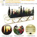 Christmas Sleigh Table Centerpieces Decorations, Xmas Black Cut-Out Tree Sleigh LED Candle Candelabrum with Timer Holiday Candle Holder for Home Party Table Mantel Decoration