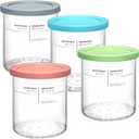 Replacement for Creami Deluxe Pints and Lids 4 Pack,Compatible with Ninja Creami 11-in-1 NC501 NC500 Series Deluxe Ice Cream Maker,24oz Deluxe XL Cups(Blue, Pink, Grey, Green)