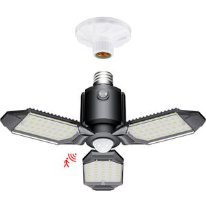 Motion Sensor Garage Light, 80W Motion Activated LED Shop Light for Stairway, Workshop, Basement (1Pack) (Screw in)