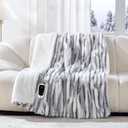 Sealy Electric Blanket Throw Size 50"*60",Super Cozy Faux Fur to Sherpa Reversible Heated Blanket Throw with 6 Heating Levels & 2-10 Hours Auto Off Overheating Protection Machine Washable,Blue White