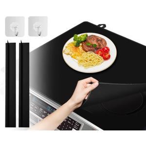 Stove Covers, Heat Resistant Glass Stove Top Cover for Electric Stove with 2Pcs Gap Covers, Large Cooktop Cover 28.5x20.5in [Anti-Slip Coating] Protector for Electric Glass Stove Washer Dryer Top