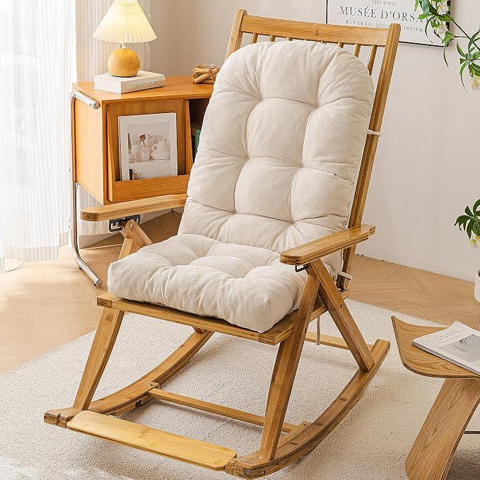 QemoraHome Indoor Adirondack Chair Cushion with Non-Slip Bottom Strap, Comfortable Seat Pad for Indoor Rocking Chairs and Adirondack Furniture (Indoor Brown),  Size 44 inches x 19 inches x 4 inches