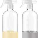 JohnBee Glass Spray Bottles with Silicone Sleeve, 2 Pack16 oz Empty Refillable Containers with Adjustable Spray Nozzles, Spray Bottles for Hair, Cleaning Solutions and Plants Pale Yellow&Grey