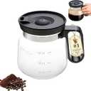 16 Oz Glass Coffee Mug That Looks like a Coffee Pot Style Shape, Mini Heatproof Large Capacity Clear Cup with Travel Lid & Straw for Hot Teas, Hot Chocolate, Office Desk Gift (1pc)