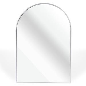 16x24 Arch Bathroom Mirror, Wall Mounted Vanity Metal Frame Mirror for Bedroom, Entryway, Living Room (Silver)