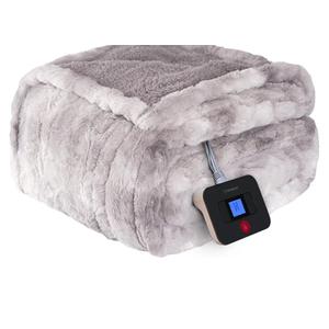 Westinghouse Electric Blanket Full, Faux Fur Heated Blanket with 10 Heating Levels & 1-12 Hours Auto Off, Soft Cozy Sherpa Heated Blanket Washable Blanket (80" x 84" Full Size, Light Grey)