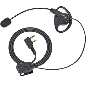 HYS 2 Way Radio Earpiece with PTT/Mic, 2 Pin D-Type Walkie Talkie Earpiece with Swivel Boom Microphone for Baofeng 888S UV-5R UV-82 Retevis H-777 RT21 RT22 Kenwood Two Way Radios