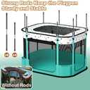 Portable Cat Playpen, 8-Rod Reinforced Kitten Dog Playpens, Foldable Play Pen for Indoor Cats Enclosed Pet Puppy Doggy Outdoor, Collapsible Tent Kennel Cage House(32"x24"x22") (Green)