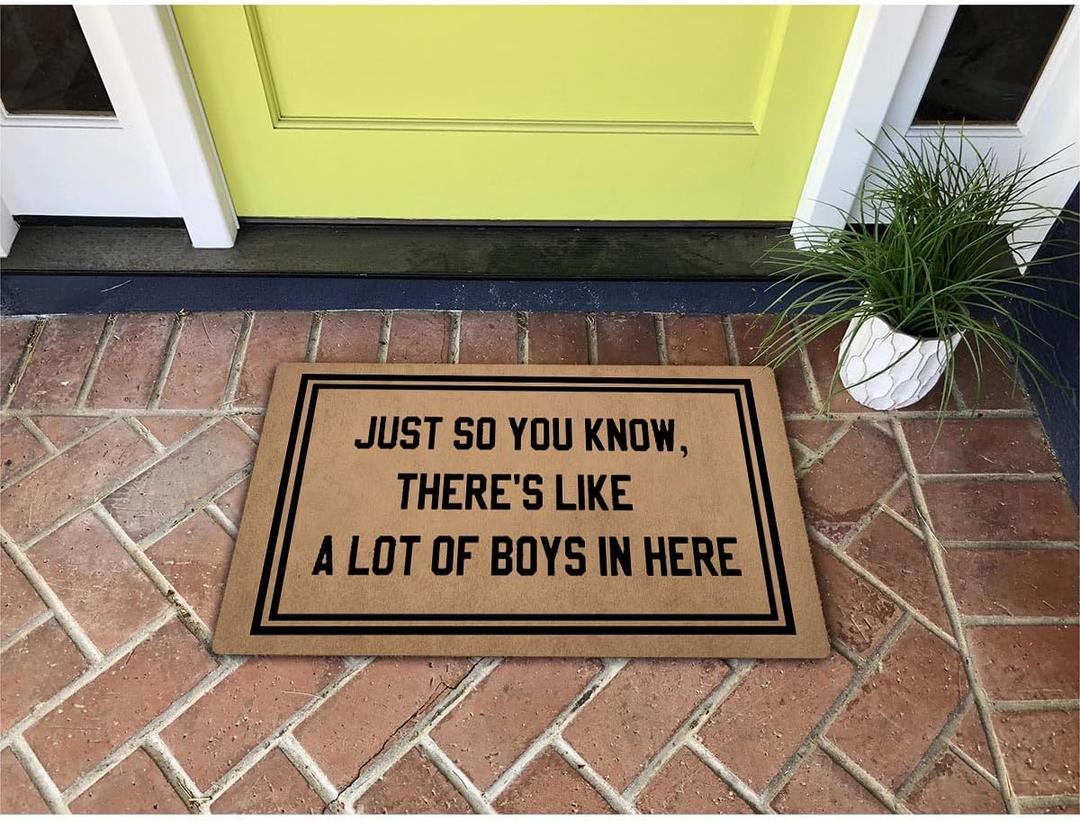 Welcome Mat with Rubber Back 30"(L) x 18"(W) Funny Doormat for Entrance Way Monogram Mats for Front Door Mat No Slip Kitchen Rugs and Mats (Just So You Know There's Like A Lots Of Boys In Here), 30x18 inches