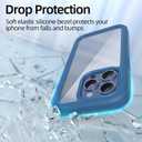 WXR Compatible with iPhone 15 pro case,Soft Silicone Bumper & Crystal Clear Hard PC Back and Hard PC Inner,[Military Grade Drop Protection] 3in1 Heavy Duty Case for iPhone 15 pro 6.1 inch. (Blue)