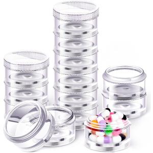 Sieral 2 Pack 7 Day Stackable Pill Organizers Round Pill Organizer Case Stackable Weekly Supplements Vitamins Individual Storage Containers Boxes Holder Dispenser with Lids for Travel Medicine, Clear