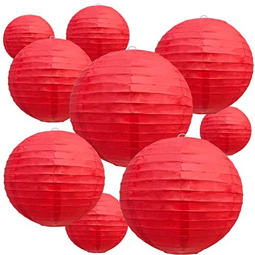 BEISHIDA Red Round Paper Lanterns Decorative Hanging Asia Chinese Japanese Paper Lanterns Lamp for Birthday Wedding Baby Shower Valentine's Day Anniversary Christmas Home Party Decoration(10 Packs)