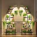 2 Pack Plant Stand Indoor with Grow Lights, 9 Tier Large Tall Plant Shelf | 64" Metal Lighted Plant Stands for Indoor Plants Multiple, Half-Moon Growing Rack Flower Display Holder for Living Room
