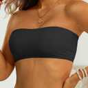 Aqua Eve Women Strapless Bikini Top Only Bandeau Swim Top Tube Top Swimsuit (Black, M)