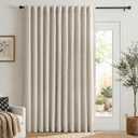 100% Blackout Shield Linen Blackout Curtains for Bedroom 96 Inches Long, Back Tab/Rod Pocket Living Room Drapes, Thermal Insulated Blackout Curtains 1 Panel Set, 100" W x 96" L, Cream