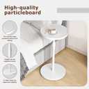 Adjustable End Table, Small Round Side Table, Drink Table for Small Spaces, Pedestal Nightstand for Living Room, Bedroom, Sofa Couch, White ET-010WW