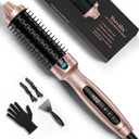 Terviiix Thermal Brush 1.25 Inch Makes Volume Curls, Ceramic Tourmaline Ionic Hot Brush Heated Round Volumizer, Digital Display 9 Temperatures Curling Iron Hair Curling Brush, Dual Voltage