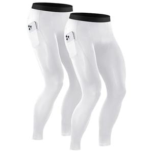 Niksa 2 Pack Men's Compression Pants with Pocket, Performance Athletic Sports Leggings & Gym Tights for Running Yoga Basketball Workout Sports XL