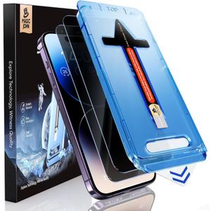 MAGIC JOHN 2 Pack for iPhone 14 Pro Privacy Screen Protector 6.1 inch[Not Max], Tempered Glass, Auto Dust-Elimination Installation, Bubble Free, Anti Scratch, Case Friendly