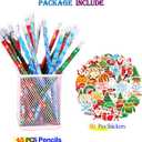 Merry Christmas Pencils for Kids Party Supplies Favors - 45PCS Pencils+50PCS Sticker Multicolored Snowman Santa Claus Christmas Tree Elk Stationery Pencil Office School Party Favors Decorations
