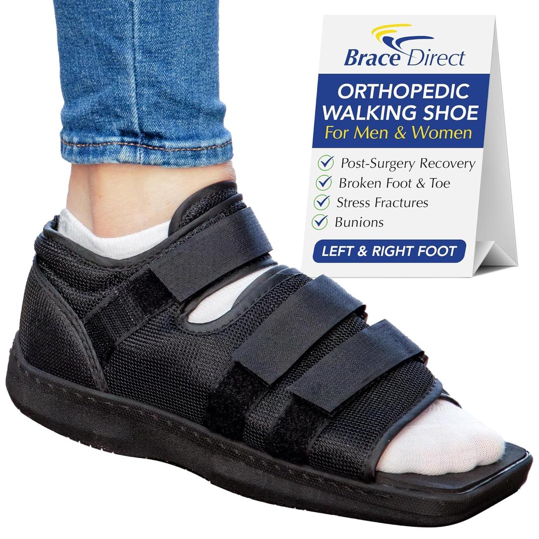 Brace Direct Post-Op Shoe - Adjustable Orthopedic Walking Shoe for Broken Foot & Toe, Stress Fractures, Bunions, Post-Surgery Recovery, Left or Right Foot, Men M (US Shoe Size 10-11/27 cm)
