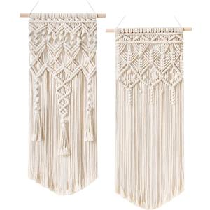 Mkono 2 Pcs Macrame Woven Wall Hanging Boho Chic Geometric Art Decor - Beautiful Bedroom Nursery Apartment Home Decoration, Gift for Girls Adults Birthday Christmas, 28" L x 13" W