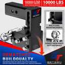 Geteen Trailer Hitches, Adjustable Trailer Hitch Ball Mount - Fits 2" Receiver, Dual Ball (2" x 2-5/16"), 5" Drop, 10,000 GTW - GT20052B