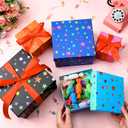 Geyoga 5 Pcs Birthday Gift Boxes Square Nesting Boxes with Lids Square Box 5 Assorted Sizes Stackable Gift Box for Birthday Valentine's Day Wedding Party Present Packaging