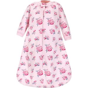 Hudson Baby Unisex Baby Premium Quilted Long Sleeve Sleeping Bag and Wearable Blanket (18-24 Months, Pink Navy Floral)